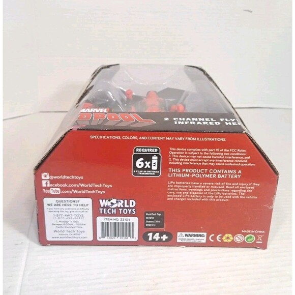 Marvel Deadpool RC Jetpack Flying Figure IR Helicopter World Tech Toys MCU NEW - Picture 7 of 8
